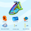 Action Air Inflatable Water Slide with Water Cannon Pool, Shark Club Bounce House for Wet and Dry