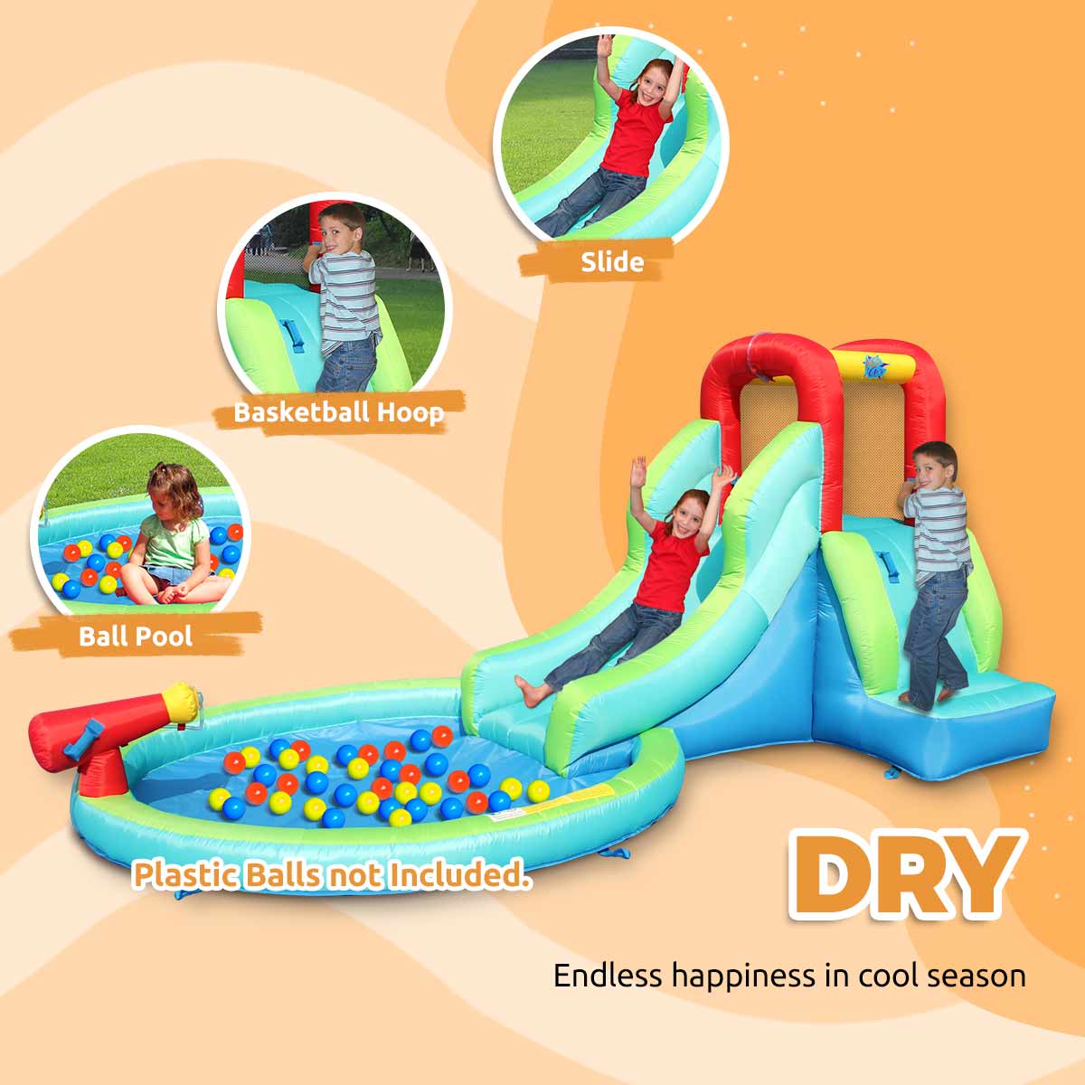 Action Air Inflatable Water Slide with Water Cannon & Splash Pool