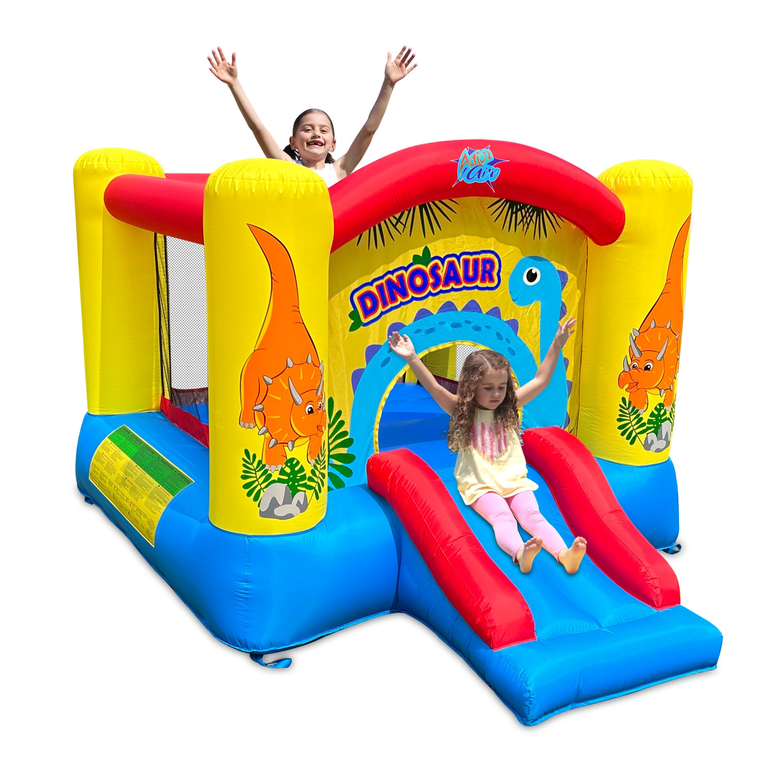 Action Air Inflatable Bounce House, Dinosaur Theme Bouncy Castle with Air Blower