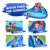 Action Air Water Slide, Inflatable Waterslide with Large Pool, Blue Bounce House with Double Slide and Climbing Wall