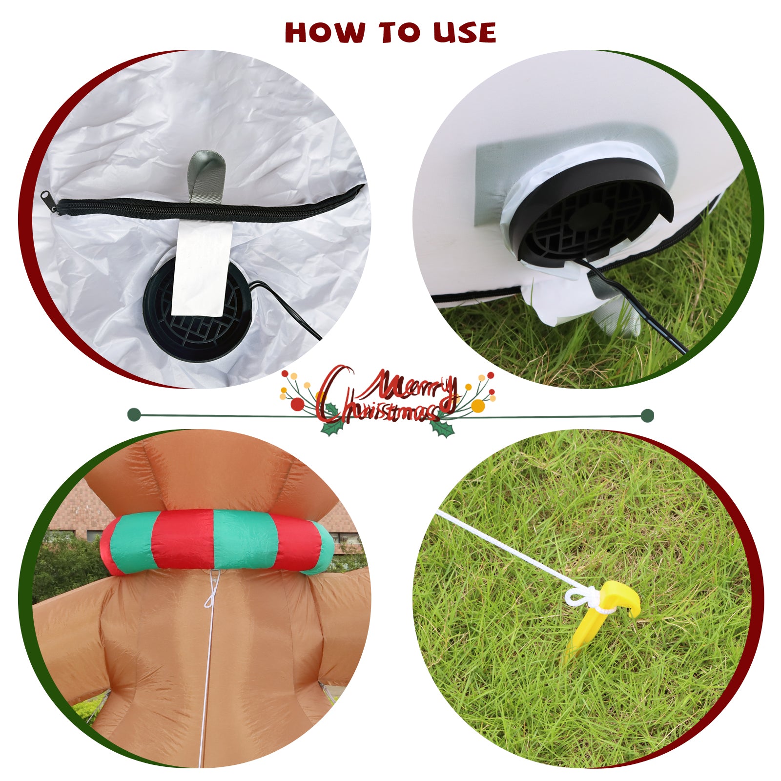 7.9 ft Christmas Inflatables Outdoor Decorations, Cheerful Gingerbread Man with LED Lights