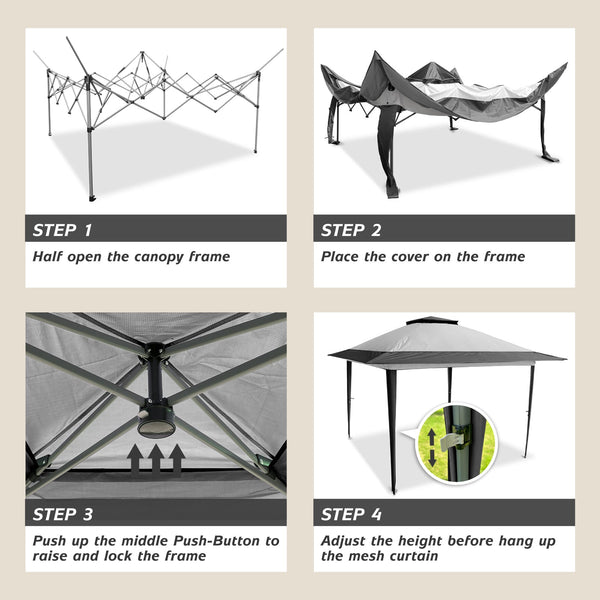 12x12 FT Gray | Portable and Spacious Outdoor Gazebo with UV Protection and Mesh Netting