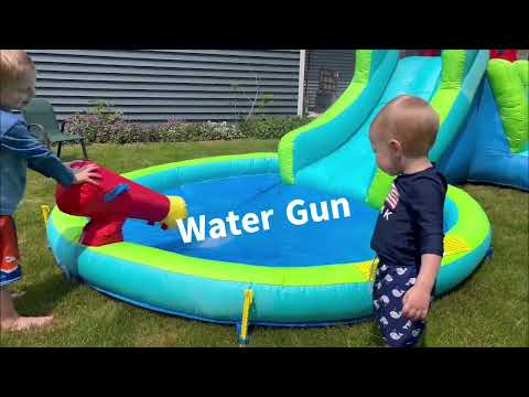 Action Air Inflatable Water Slide with Water Cannon & Splash Pool