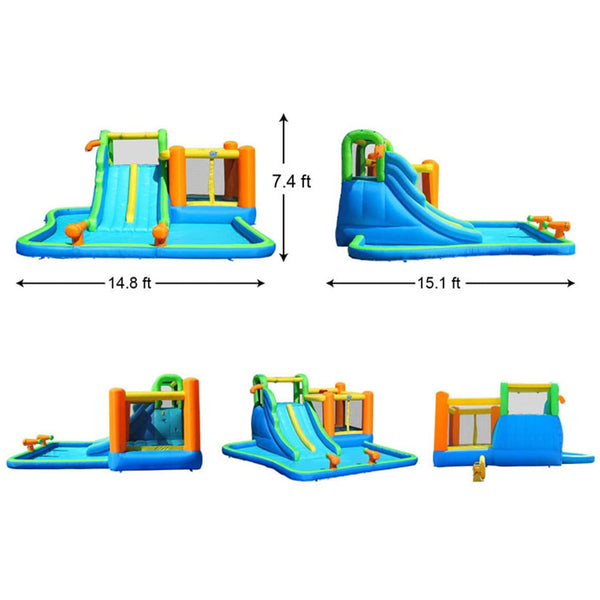 Action Air Inflatable Jumping Water Slid with Double Blow Up Slide and Huge Water Pool