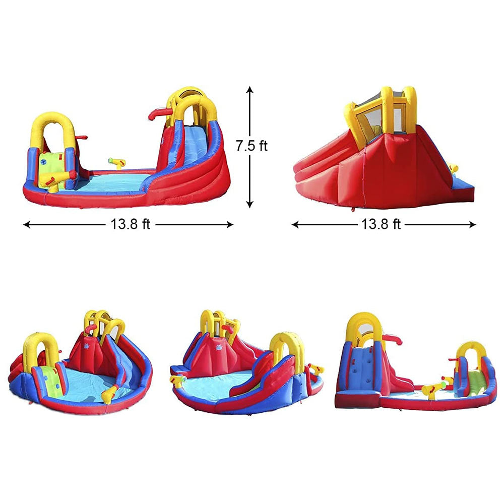 Action Air Inflatable Backyard Water slide with Double Blow Up Slides and Massive Pool