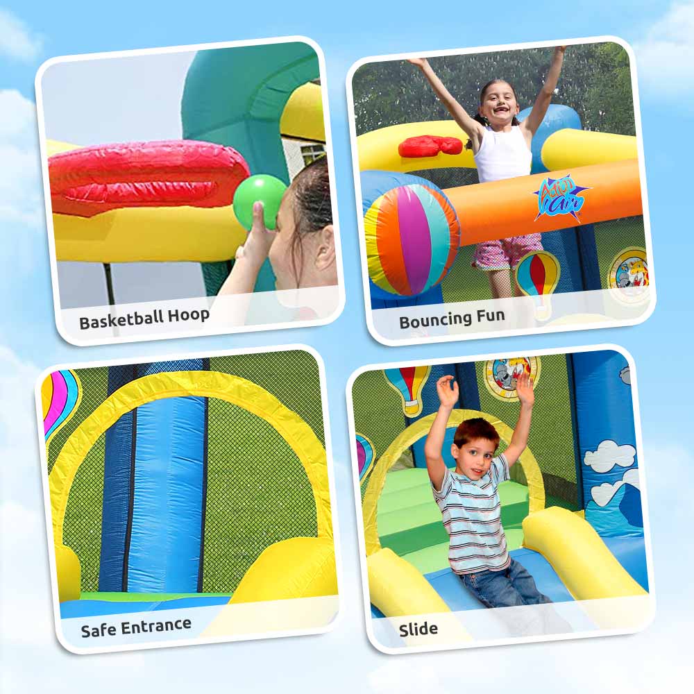 Action Air Hot Air Balloon Slide and Hoop Bouncer for Outdoor