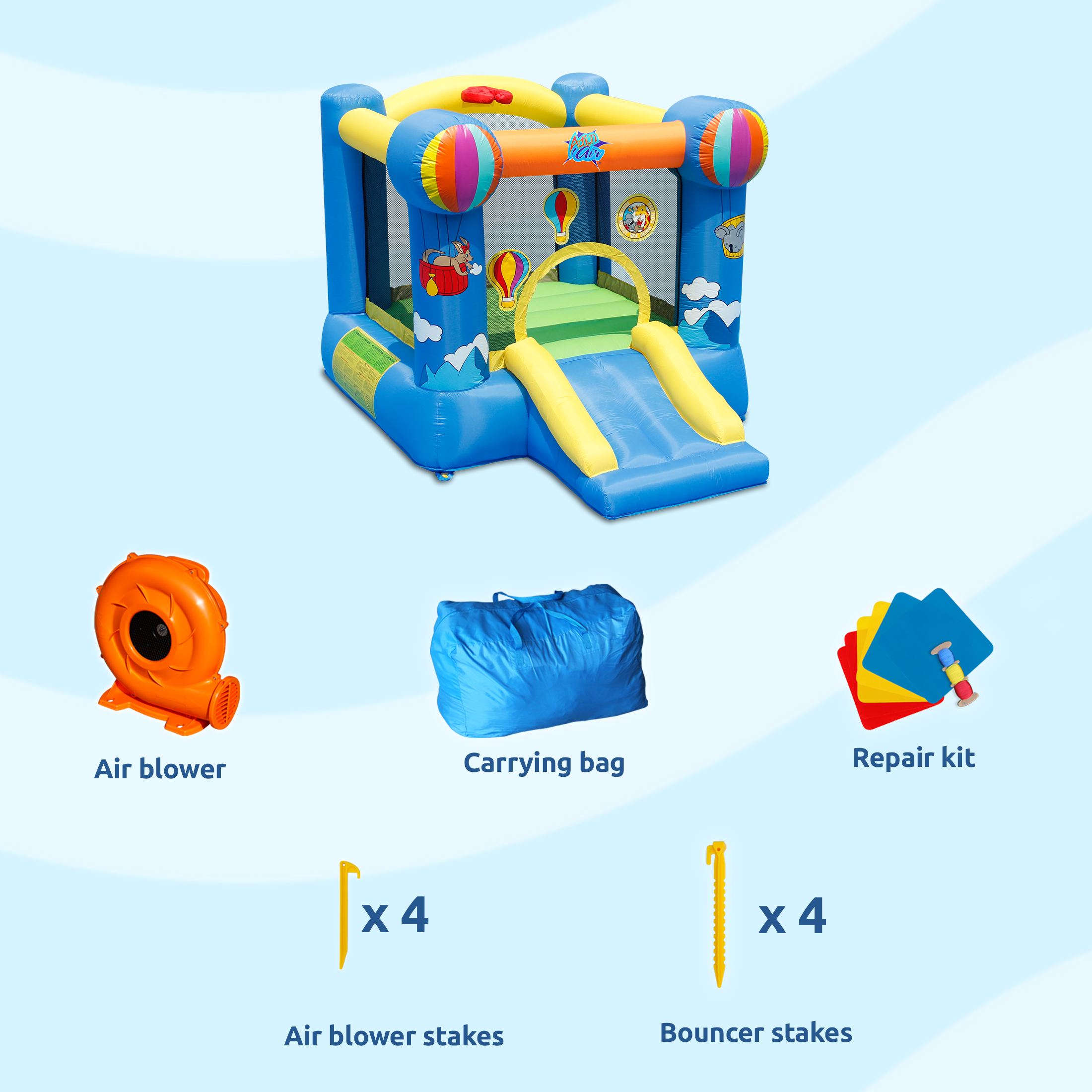 Action Air Hot Air Balloon Slide and Hoop Bouncer for Outdoor