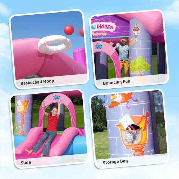 Action Air Bounce House Princess Jumping Castle with Slide for Girls