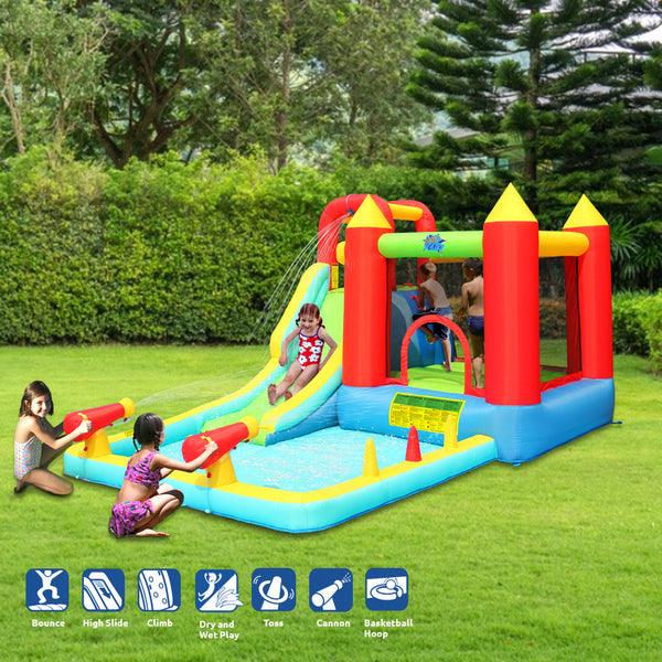 Action Air Inflatable Water Slide Bounce House with Pool and Water Cannons