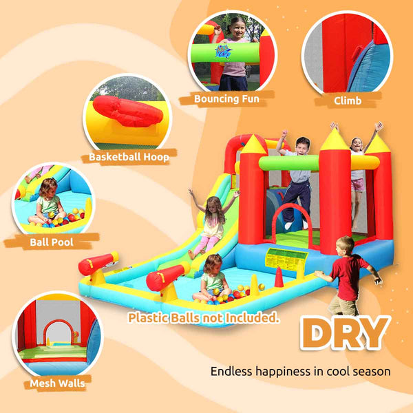 Action Air Inflatable Water Slide Bounce House with Pool and Water Cannons
