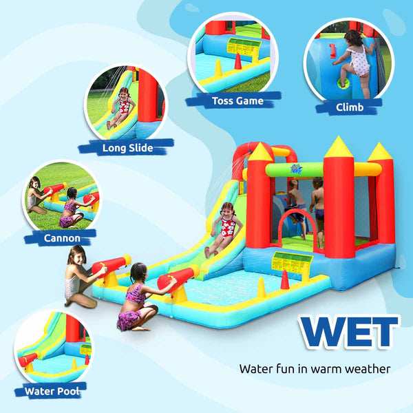 Action Air Inflatable Water Slide Bounce House with Pool and Water Cannons