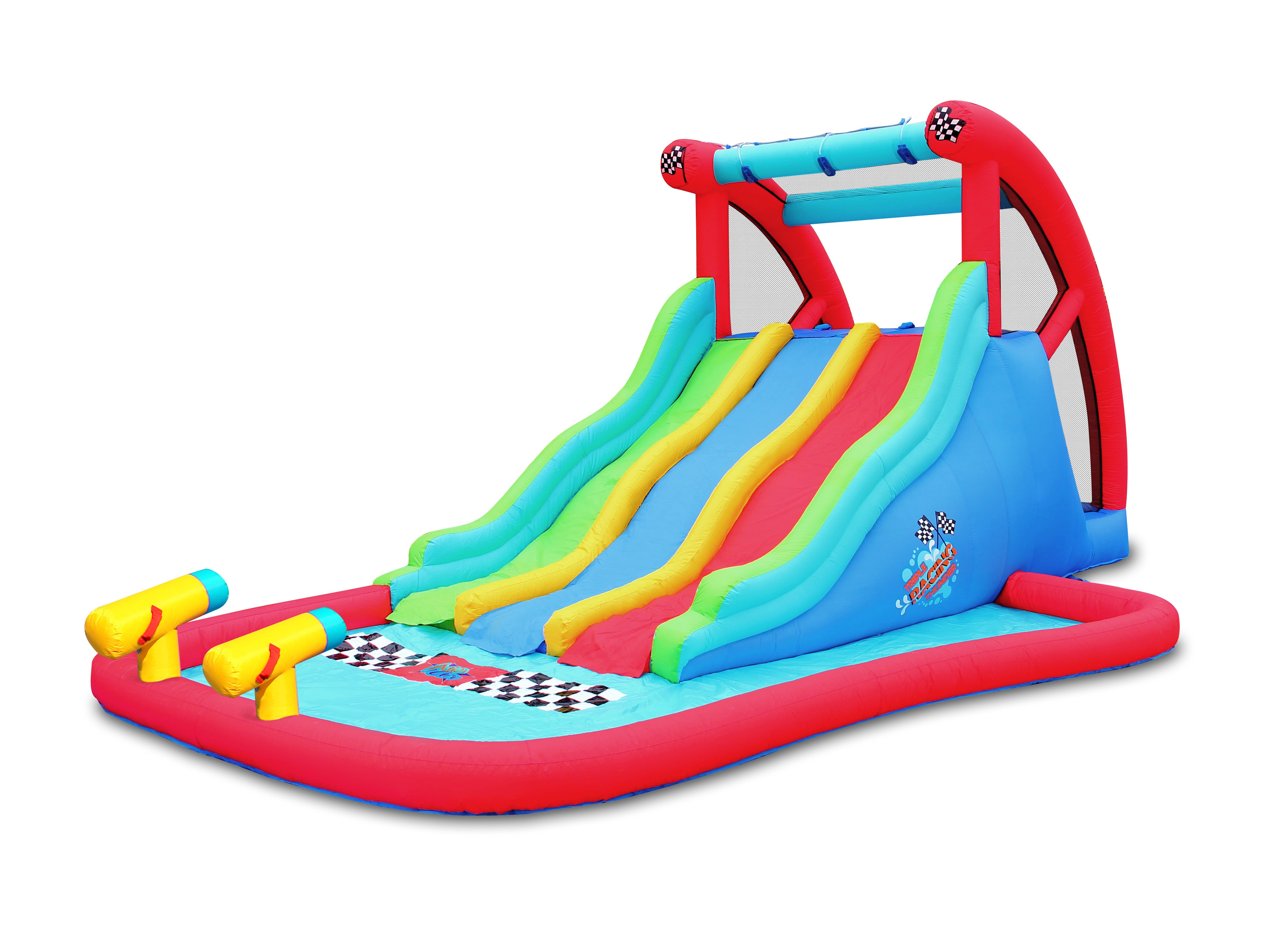 Action Air Inflatable Water slide with Triple Racing Lanes Blow Up Slide