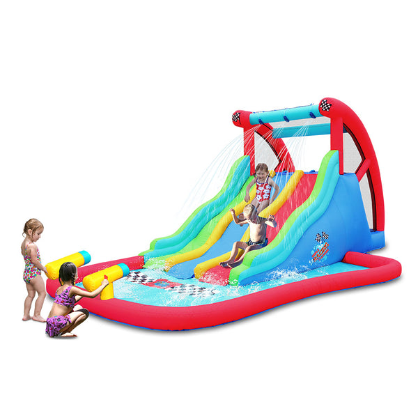 Action Air Inflatable Water slide with Triple Racing Lanes Blow Up Slide