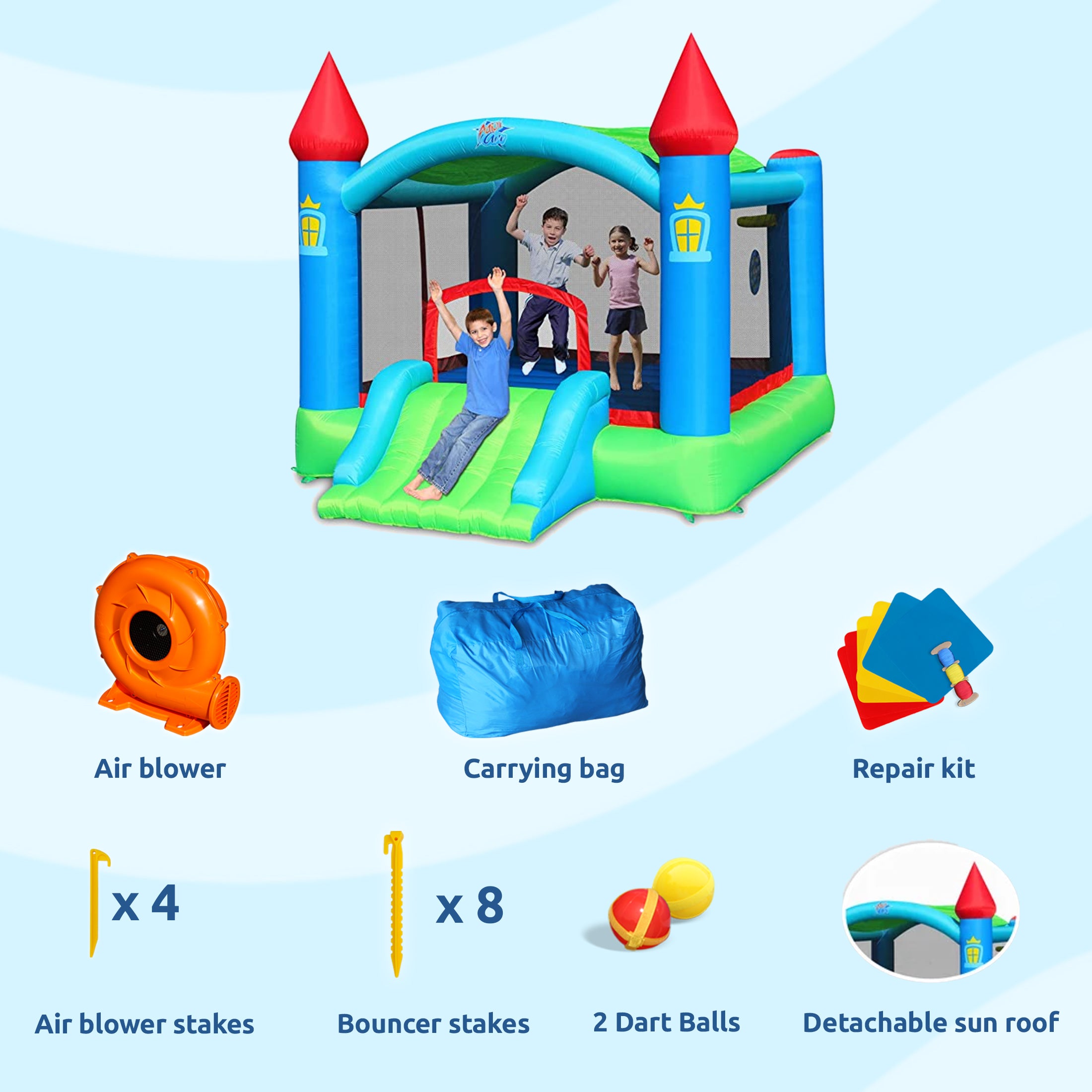 Action Air Castle for Party Inflatable Bounce House with Sunroof