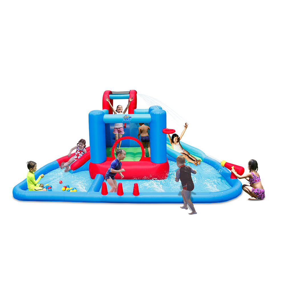 Action Air Inflatable Jumping Water Slide Fun Center with Water Pool and Double Slides