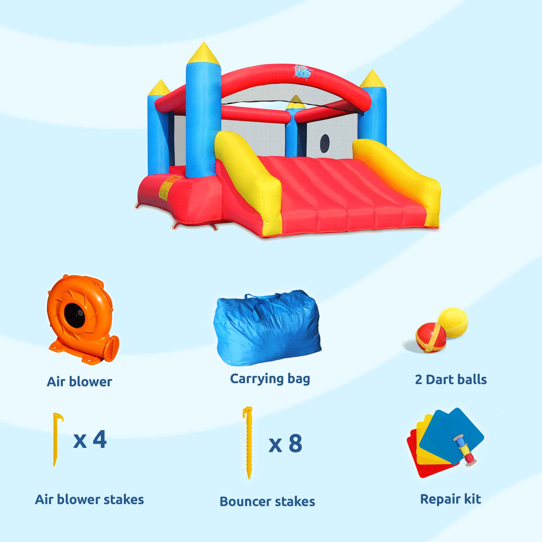 Action Air Bounce House Jumping Castle with Slide, Backyard Fun Big Bouncy Area