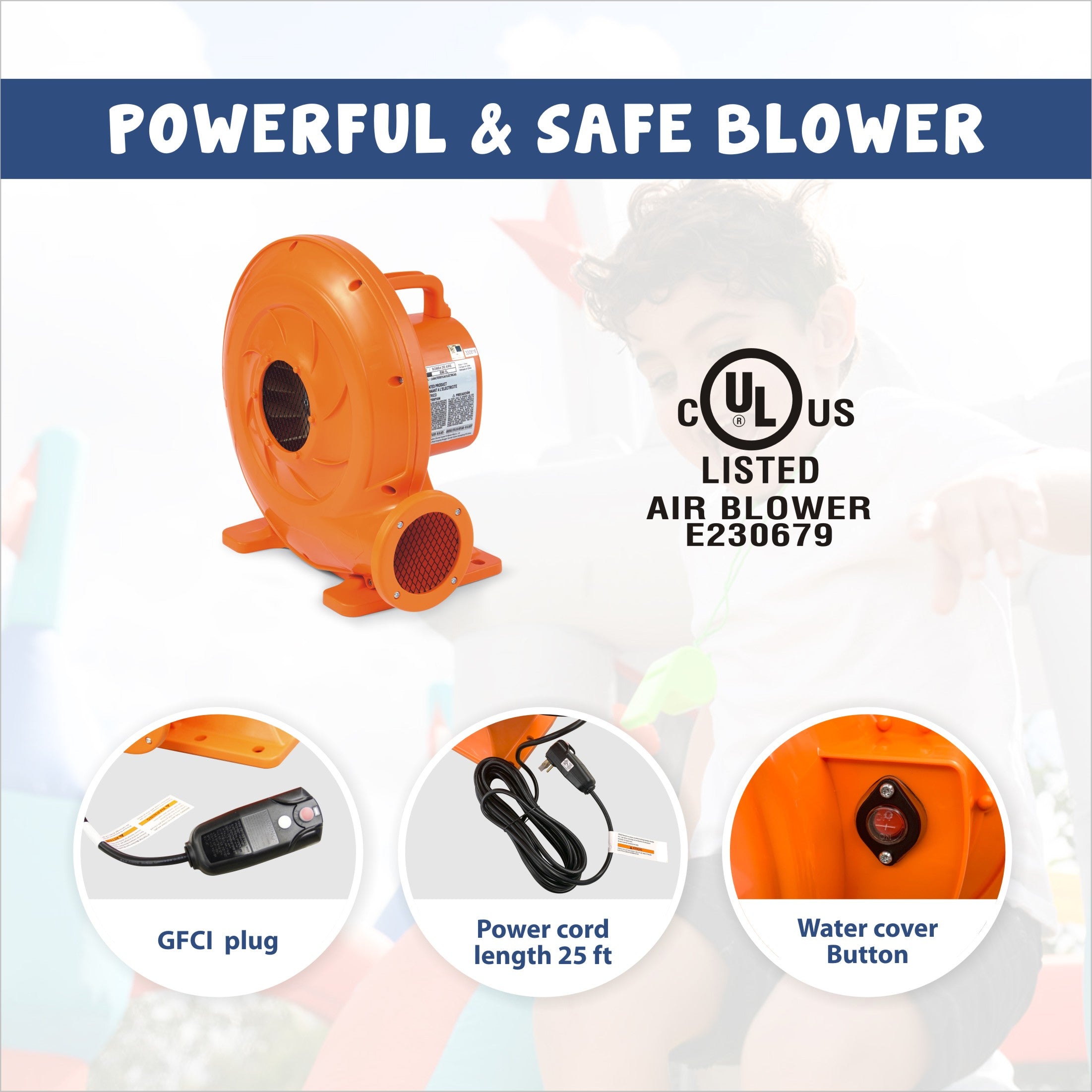 Action Air Blower  with GFCI Plug for Inflatables 800W (4L)